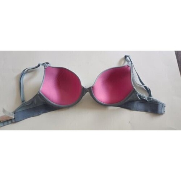 Victoria's Secret PINK Bra Sz 32 D Blue Lightly Lined Wear Everywhere Logo Band - Picture 3 of 8